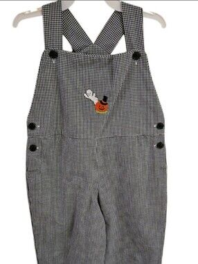 Strasburg Black and White Kids Overalls with Pumpkin Ghost Patch Size 4